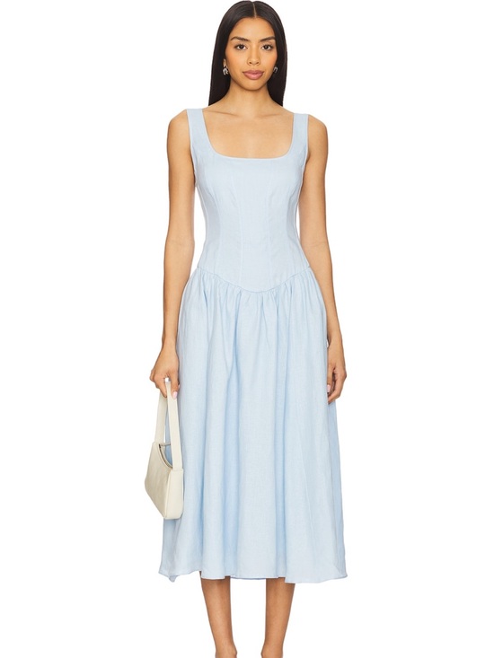 Astr Dresses & Skirts - New with tags! ASTR the Label Powder Blue Backless Midi Dress with Tie